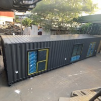 Maison modulaire préfabriquée en conteneur maritime de 40 pieds, 2 chambres, design moderne, écologique, durable, résistant au feu, atelier, salon
