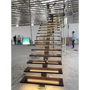 VIKO Modern Led Wooden Stairs Mono Stringer Staircase