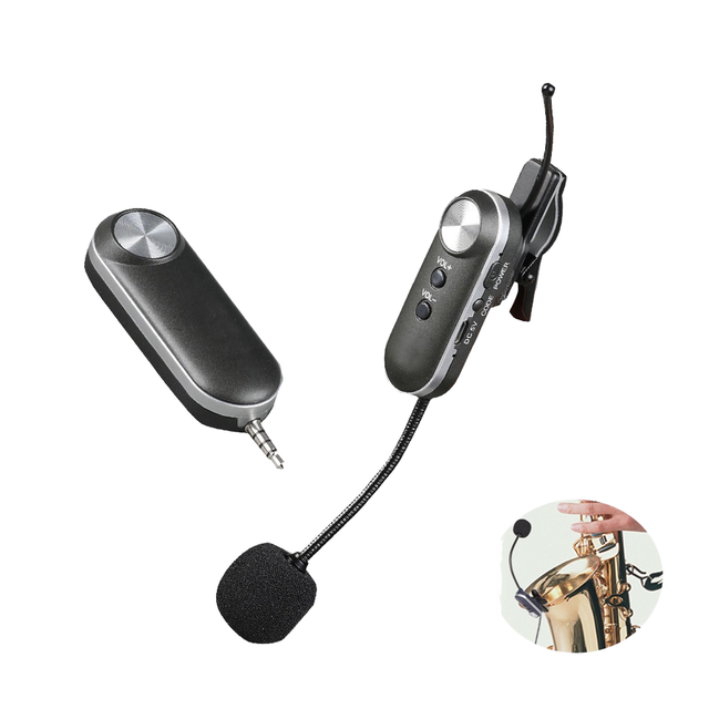 UHF Wireless Noise Cancelling Plastic Lightweight Portable Music Mic Saxophone Microphone for Trumpet