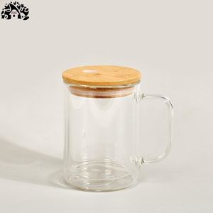 Venta al por mayor a granel 17oz sublimación en blanco transparente esmerilado sublimatable alto borosilicato vidrio helado tazas de café con asa - Product Image 4