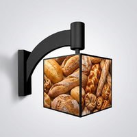 Panneau publicitaire LED rotatif à 4 faces personnalisé pour l'extérieur, cadre d'affichage pour menu, boîte lumineuse publicitaire pour café, fast-food, pâtisserie