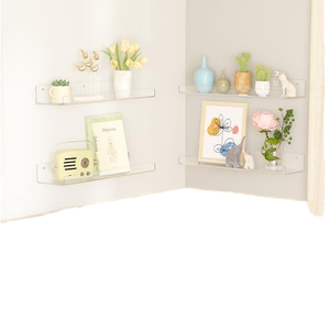 Clear Acrylic <strong>Shelves</strong> 12inches Length for <strong>Wall</strong> Storage Lucite Floating <strong>Wall</strong> <strong>Mounted</strong> <strong>Shelf</strong> Kids Bookshelf - Product Image 5