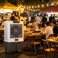 Enfriador de Aire Evaporativo Móvil de 2000 CFM con Ruedas, Bajo Nivel de Ruido, Ahorro de Energía, Enfriamiento Comercial para Hoteles, Bares y Servicios de Catering