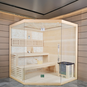 Nueva llegada diseño moderno Sunlighten al aire libre infrarrojo Sauna habitación 6KW <span class=keywords><strong>Hemlock</strong></span> sólido infrarrojo lejano Villas fábrica Dropshipping - Product Image 5