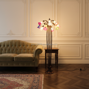 Lampadaire LED en fer et verre soufflé de style européen à 12 têtes avec commande tactile pour salon, chambre et bureau – Éclairage décoratif - Product Image 4