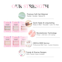 Lot de 30 faux ongles press-on imprimés, design tendance, forme amande courte, pour doigts, en ABS