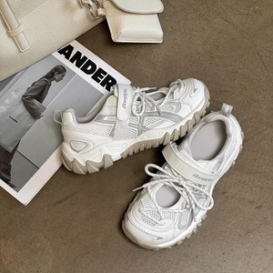 2026 Summer Women Hollow Mesh <b>Platform</b> Dad Shoes Velcro Height Increasing Breathable Sneakers - Product Image 2