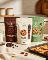 Sachet alimentaire personnalisé avec logo imprimé, mat, refermable, à fermeture éclair, haute barrière, pour chocolat, biscuits et snacks