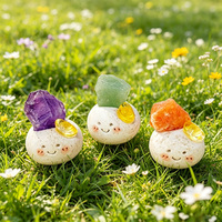 Figura de Cristal con Cara Sonriente, Mini, Adorno de Piedra Natural Curativa, Muñeco Adorable para Decoración del Hogar u Oficina, Regalo Reiki, Venta al Por Mayor