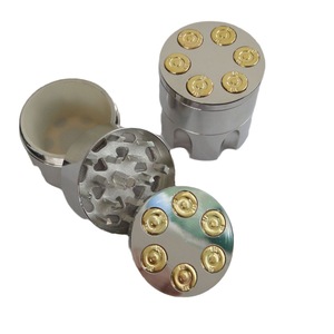 Grinder per Tabacco in Metallo da 42mm all'Ingrosso, 4 Parti, Forma di Proiettile, Nero Argento, Grinder per Erbe da Fumo - Product Image 2