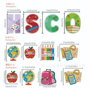 Back To School Letter Banner Party <b>Decorations</b> <b>Paper</b> Die Cut Garlands Classroom <b>Decoration</b> Set For School Events - Product Image 5