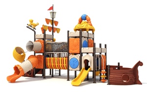 Toboggan commercial extérieur sur le thème de l'océan, en plastique LLDPE certifié ASTM et acier inoxydable 304, modèle bateau pirate, équipement de jeu combiné de rêve - Product Image 3