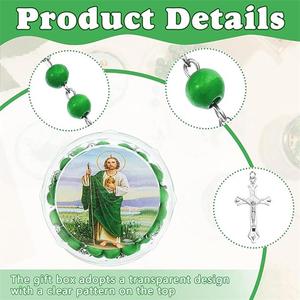 Collier croix en boîte parfum vert perles de prière 6mm perles de bois Rose Communion baptême commerce extérieur bijoux <span class=keywords><strong>Saint</strong></span> <span class=keywords><strong>Jude</strong></span> - Product Image 4
