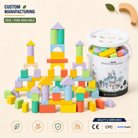 Ensemble de 84 blocs de construction en bois, couleurs pastel macaron, grandes formes de construction, pour tout-petits, Montessori, vente en gros
