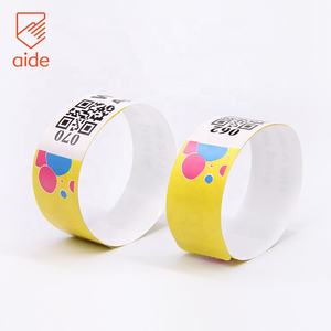 방수 일회용 사용자 정의 로고 QR 코드 인쇄 공원 콘서트 열 팔찌 종이 팔찌 - Product Image 2