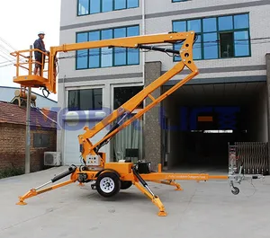 MORN 8m-18m小型樱桃采摘机电动空中吊杆升降机高空作业平台伸缩式拖车单人升降机设备