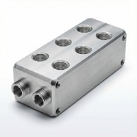 Collecteur de refroidissement liquide multi-ports en aluminium usiné CNC, 6 ports, distribution de liquide de refroidissement, pièces de précision usinées CNC personnalisées