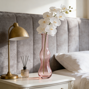 Vaso in Vetro Rosa Curvo e Alto, Bottiglia Decorativa per Centrotavola Matrimoniali, Elegante Arredamento per la Casa, Produttore - Product Image 2