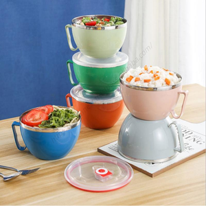 Bol à soupe et nouilles en acier inoxydable 304 Syh696 avec couvercle pour ramen, fruits, riz, salade et emballage alimentaire – Vente en gros - Product Image 1