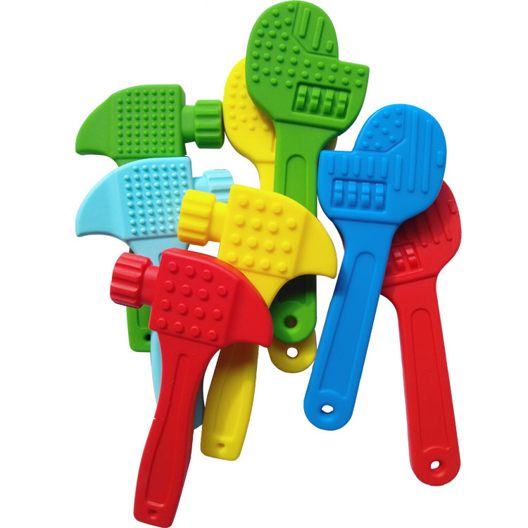 Пищевой гаечный ключ, молоток, шейпер, прорезыватель, успокаивающий прорезыватель, игрушка, силиконовые детские игрушки для прорезывания зубов