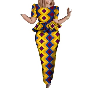 Ensemble africain 2 pièces pour femme, nouveau style <span class=keywords><strong>Bazin</strong></span> Riche, grande taille, Dashiki, imprimé floral, haut et <span class=keywords><strong>jupe</strong></span>, écologique, respirant, coupe ajustée - Product Image 5