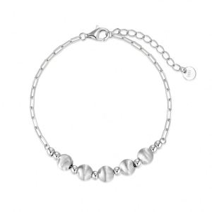 Dylam New Arrival Finest 925 Sterling Silver Link Chain Five Polished Surface <b>Beads</b> Pendant Bracelets for Women Jewelry - Product Image 1