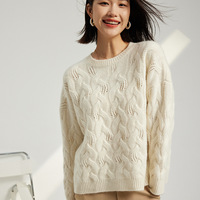 Haute qualité dames hiver épais col rond pull en cachemire pulls femmes câbles tricoté 100% pull en cachemire pull conception