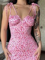 Robe moulante dos nu pour femme, imprimé floral, col en U, sans manches, décontractée pour l'été