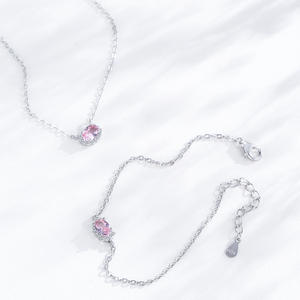 Eternal Love S925 Sterling Silver Oval Cut pink Morganite and Zircon Pendant <b>Necklace</b> A Gift <b>for</b> Your <b>Girlfriend</b> - Product Image 3