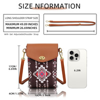 Bolso de Hombro Cruzado Estilo Bohemio Occidental con Patrón Azteca para Mujer, Bolso Cuadrado Vintage para Teléfono Móvil