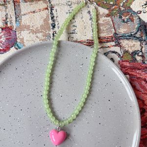<strong>Candy</strong> Color Summer Fashion Heart <strong>Necklace</strong> Women's Cute Niche Design Beaded Acrylic Chain Sporty Sweet Cool Spice Girl Jewelry - Product Image 5