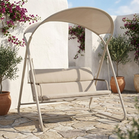 Fauteuil balançoire moderne 2 places pour l'extérieur, structure en acier avec revêtement en poudre, balançoire de jardin en maille texturée haute résistance avec auvent