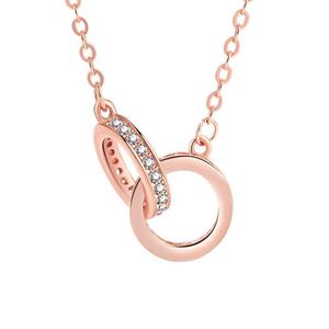 Collana con Pendente a Doppio Anello Diamantato Stile Sportivo, Catena in Lega a Bambù per Donna, Little Red Book - Product Image 5