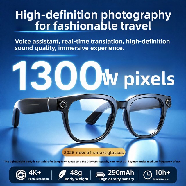 2026 AG66 Smart Glasses with 13MP Camera AI Translation BT Voice Call ChatGPT Vi Deo Vertical Screen Recording Sunglasses