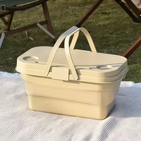 Panier de pique-nique pliable multifonctionnel en plastique de haute qualité OEM pour l'extérieur, conteneur alimentaire multifonctionnel