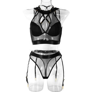 Bretelles complexes Lingerie sexy <span class=keywords><strong>Culotte</strong></span> à larges bords à poitrine ouverte de haute qualité Bleu nouveau sous-vêtement - Product Image 6
