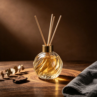 Bouteille diffuseur de parfum sphérique en verre transparent tendance de 100 ml, conteneur de luxe rond avec collier en aluminium anodisé