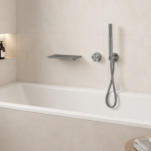 Concealed Wall Mounted Waterfall Faucet 210mm Rectangle Shower Head Ceramic Valve Core For Bathtub - Product Image 1