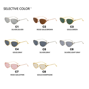 Lunettes de soleil œil-de-chat en métal à monture complète UV400, nouveau style rétro européen et américain 2026, personnalisées et tendance pour Instagram - Product Image 4