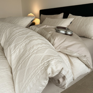Set di Biancheria da Letto in Cotone Cloud Feeling Long-Peak - 100% Cotone Puro, Copriletto <span class=keywords><strong>e</strong></span> <span class=keywords><strong>Lenzuola</strong></span> Jacquard in Puro Cotone 60 Denier - Product Image 3