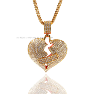 Collier Cœur Brisé Hip Hop Personnalisé Polyvalent avec Pendentif Cœur Brisé Accessoires d'Amour OK Band - Product Image 5