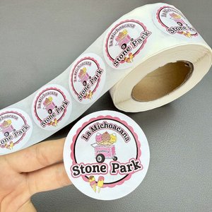 Cá nhân hoá tùy chỉnh vòng Logo Sticker thực phẩm Burger bánh pizza không thấm nước <span class=keywords><strong>2</strong></span> 3 <span class=keywords><strong>inch</strong></span> dán cho takeout túi trong CuộN - Product Image 1