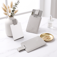 Miroir de maquillage miniature en cuir PU, multi-couleurs, imperméable, très vendu, pour femmes, idéal comme cadeau