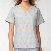 Blusa Médica con Cuello en V para Mujer, Estampado Lindo de Luna y Estrellas, Uniforme de Enfermería, Ropa de Trabajo para Hospital