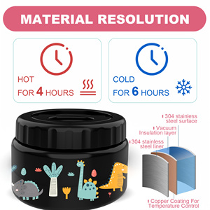 Thermos à soupe isotherme noir de 12 oz à large ouverture pour aliments chauds, récipient à lunch en acier inoxydable anti-fuite pour enfants, boîte à nourriture - Product Image 2
