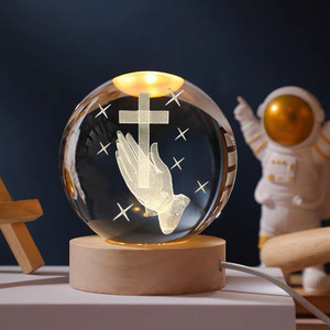 Modern 3D Crystal Cross Jesus Figurine LED <b>Night</b> <b>Light</b> Laser Engraved Crucifix Easter Decoration for Resin USB Ws1532 Bedroom Ni - Product Image 2