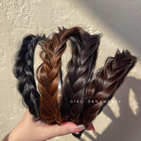 Perruque tressée en arête de poisson, bandeau torsadé intégré, bandeau haut de forme de crâne avec dents, épingle à cheveux antidérapante, bandeau pour femme