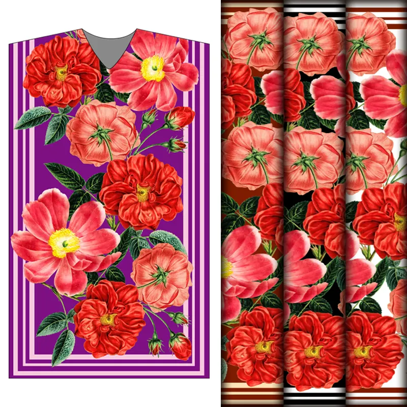 Henry thiết kế mới Blooming Red Floral Polyester vải cho hồi giáo kaftan in Dresses & áo choàng