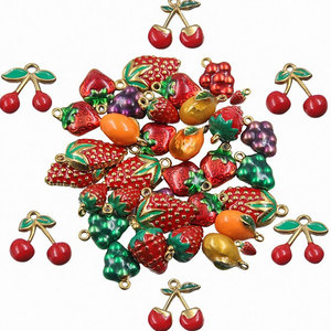 Pulsera de Acero Inoxidable 316L con Dijes de Cereza y Dijes de Comida, Chapada en Oro PVD de 14k 18k, Personalizable DIY para Pulseras y Collares - Product Image 5