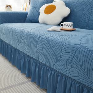 Jupe en velours jacquard universelle toutes saisons, anti-poussière, <span class=keywords><strong>housse</strong></span> de canapé intégrée tout compris - Product Image 1